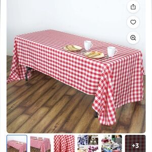Red and White Checkered Tablecloth 60x102 -4 polyester table cloth set